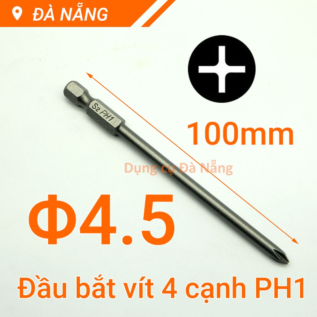 Đầu bắt vít 4 cạnh PH1 chuôi lục