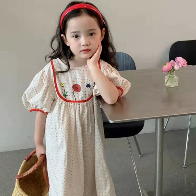 Đầm Công Chúa Dáng Dài Vải Cotton Thời Trang Hàn Quốc Mùa Hè Cho Bé Gái 5