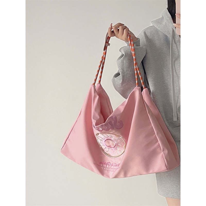 Túi vải nylon Sức Chứa Lớn Thêu Họa Tiết Tối Giản Phong Cách Nhật Bản Mới Cho Nữ 2022