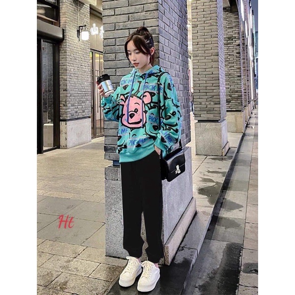 Bộ gấu mặt hồng quần boom H27