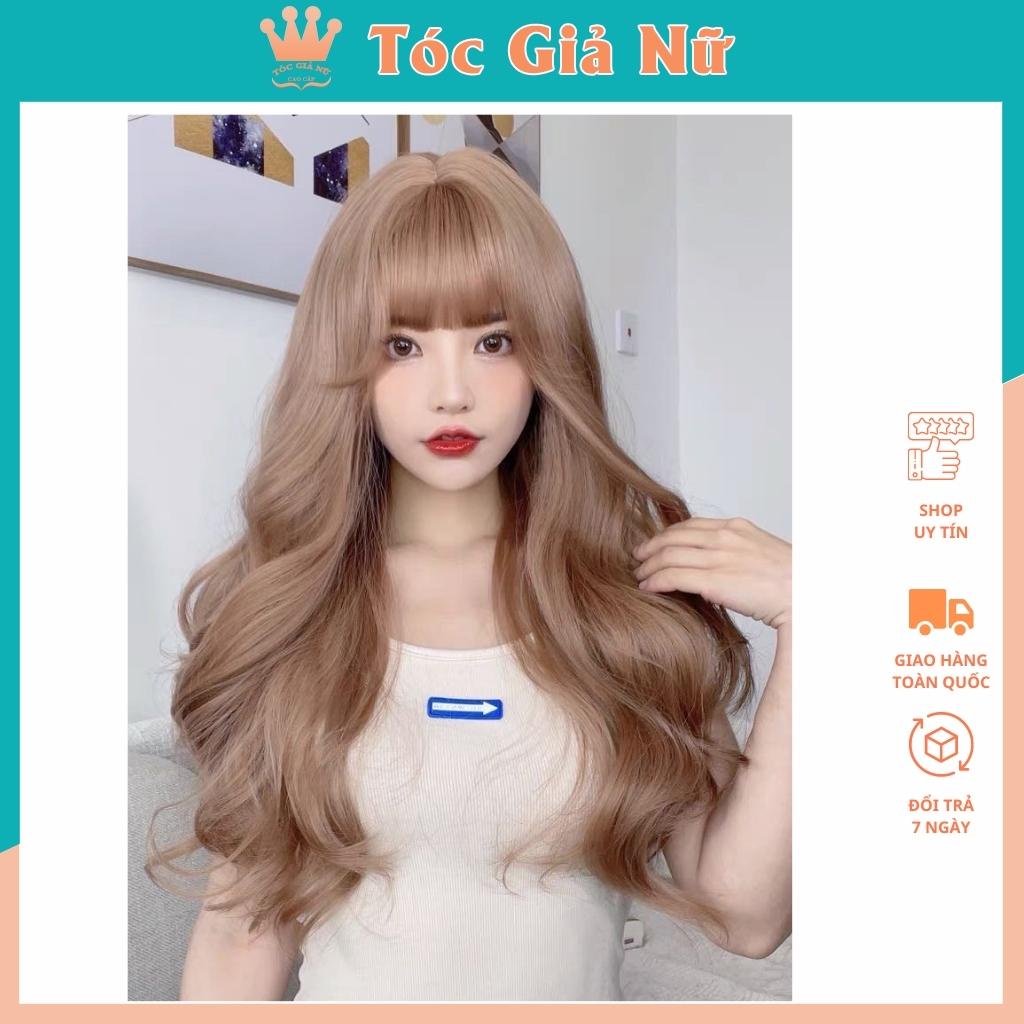 Tóc giả nữ nguyên đầu xoăn dài đẹp, loại cao cấp, tặng kèm lưới trùm tóc wig, c8263