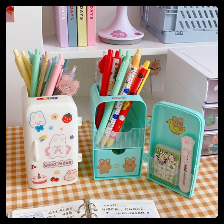 Hộp đựng bút tủ lạnh mini có nhiều ngăn kéo chứa đồ dùng nhỏ gọn tiện ích đẹp rẻ cho học sinh