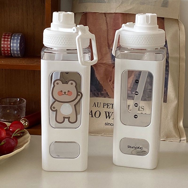 700/900ml Nước Chai với xử lý Xách Tay và Có Thể Tháo Rời rơm Vuông cốc Rơm Cup Thể Thao Uống Chai