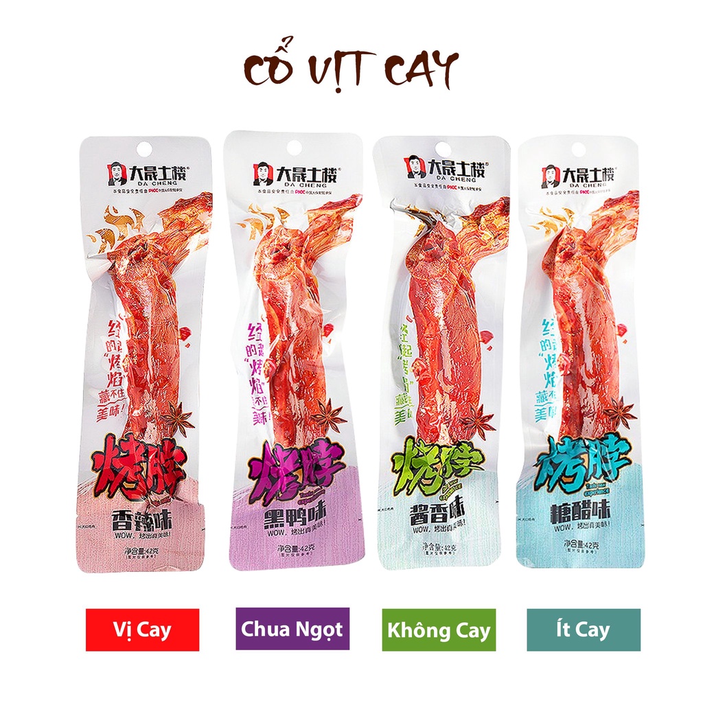 Cổ vịt cay dài Dacheng gói 42gram siêu ngon, đồ ăn vặt cay Trung Quốc siêu hấp dẫn, date luôn mới
