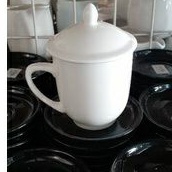 Ly sứ mẫu đơn + nắp Trắng