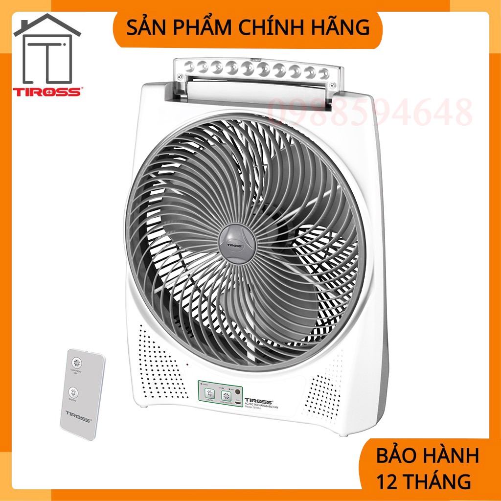 Quạt tích điện, sạc điện Tiross TS9174, Sản phẩm chính hãng
