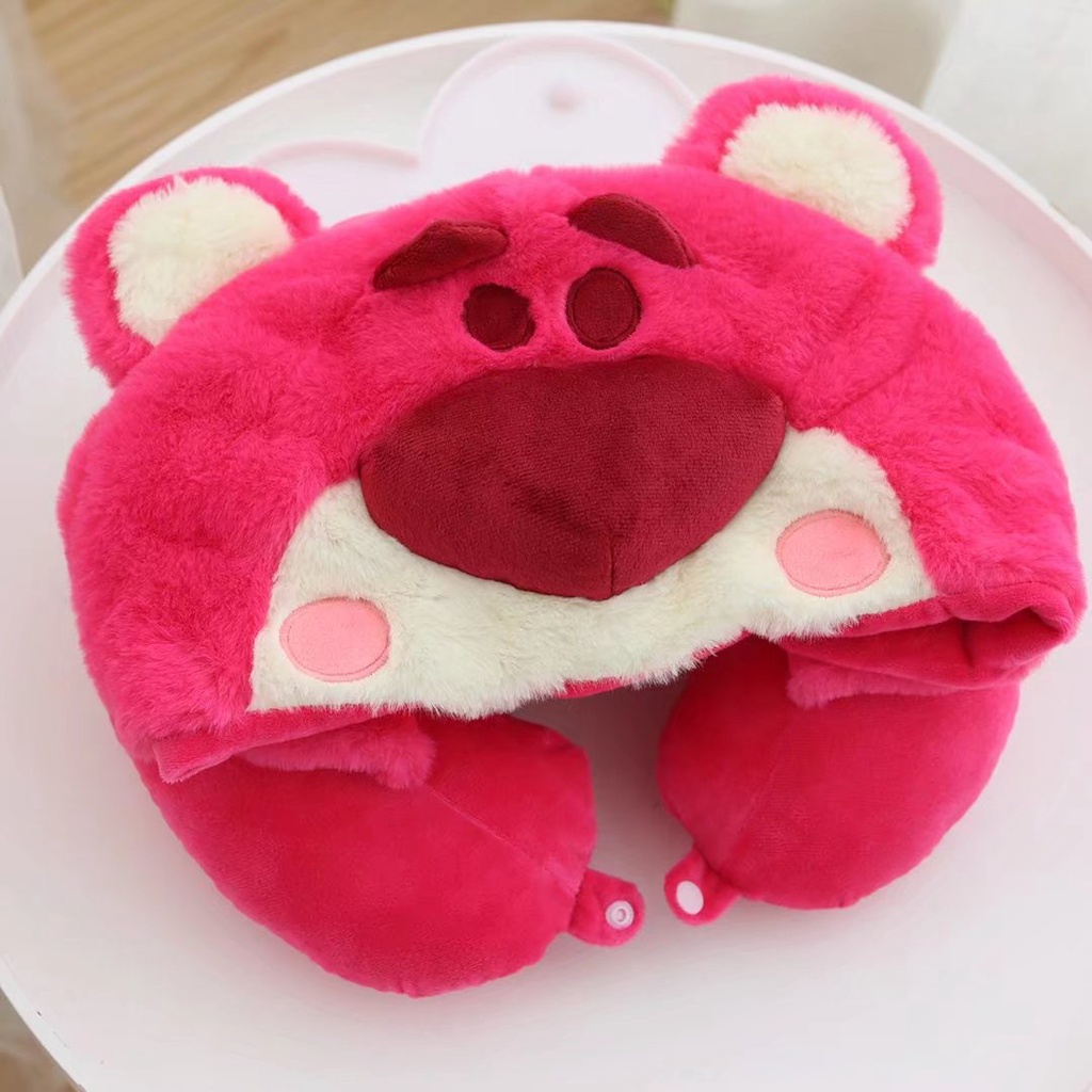 Gấu dâu Lotso Gối Kê Cổ Chữ U Hình Nón kuromi Hoạt Hình Đáng Yêu
