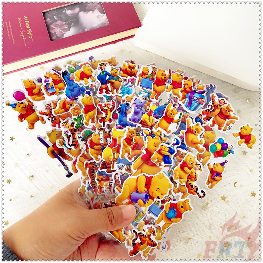 DISNEY ▶ Bộ 5 Tấm Hình Dán Nhân Vật Hoạt Hình Winnie The Pooh Q-2 ◀ Miếng Dán PVC 3D Chống Thấm Nước Chất Lượng