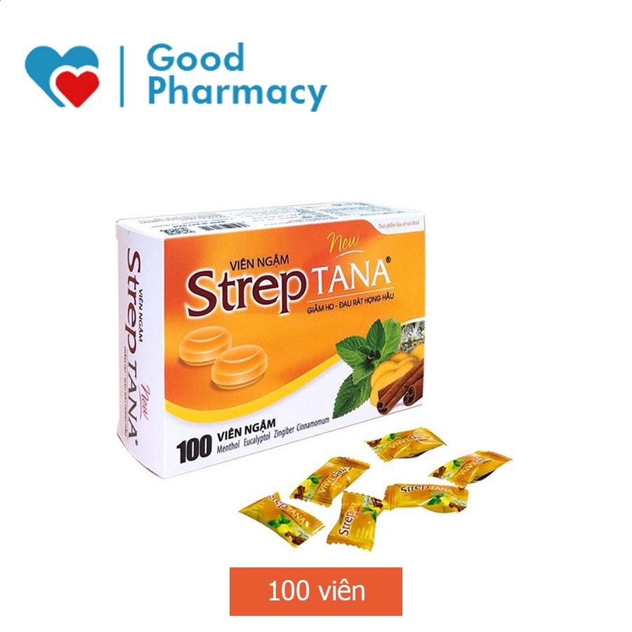 Viên ngậm Streptana (Tanaphar) hỗ trợ giảm ho, giảm đau rát họng, thơm miệng