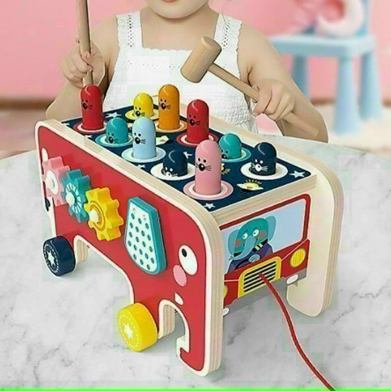 Đồ Chơi Đập Chuột Bằng Gỗ Kèm Đàn Kèm Bánh Răng Cho Bé