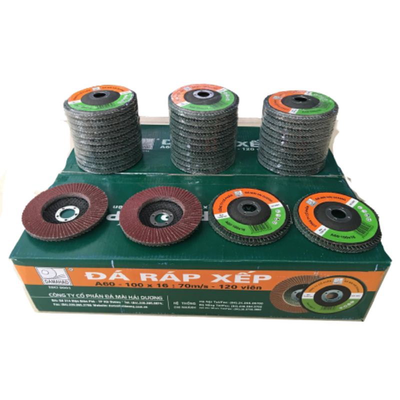 Nhám xếp, giáp xếp, đá ráp xếp Hải Dương / Đá mài gỗ phi 100mm các loại A40, A60, A80, A100, A120, A150, A240 chính hãng