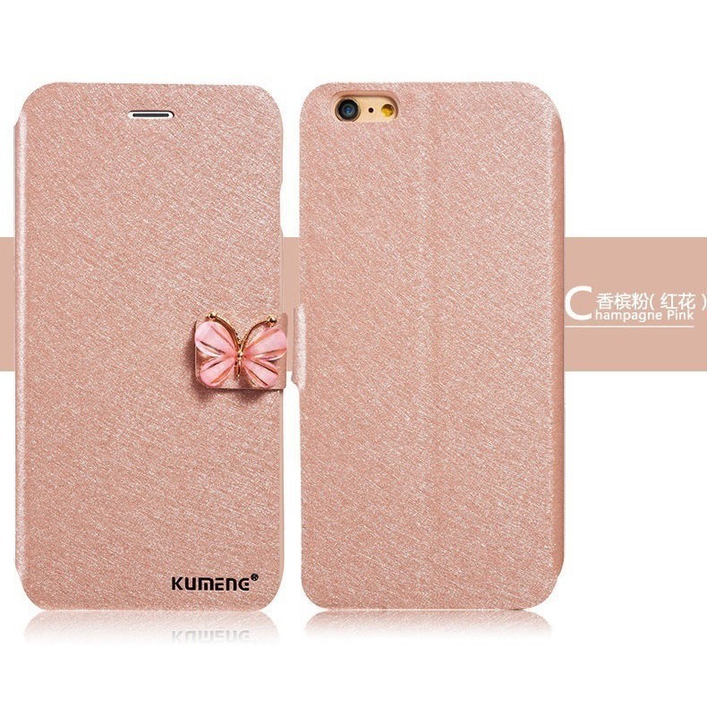 Bao da điện thoại nắp gấp đính bướm thanh lịch bảo vệ toàn diện cho iPhone 6 7 8 Plus X XR XS MAX
