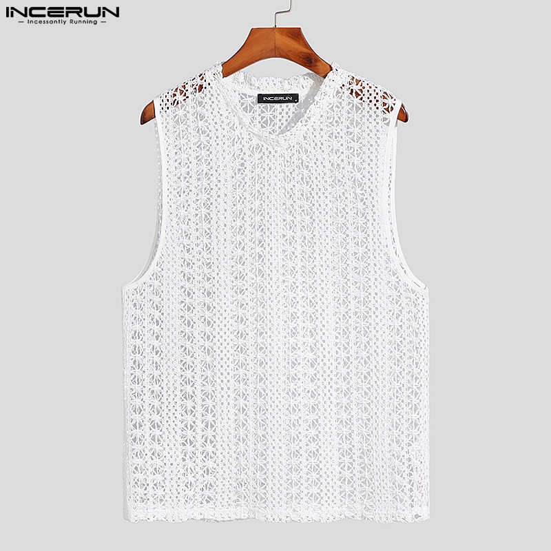 Áo ba lỗ INCERUN màu trơn trong suốt thời trang mùa hè cho nam
