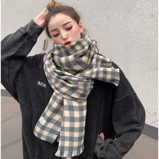 Khăn len quàng cổ caro mịn trẻ trung dày dặn
