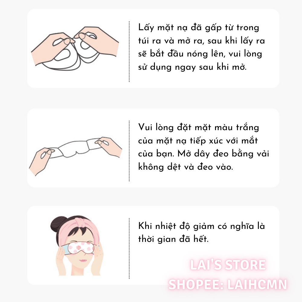 Túi 10 Miếng Mặt Nạ Mắt Nóng PISSA Xông Hơi Mắt Heating Eyes Mask Giảm Mỏi Mắt Căng Thẳng, Giúp Ngủ Ngon, Mờ Quầng Thâm