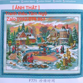 (Joy Sunday) Tranh thêu chữ thập phong cách Châu âu cảnh mùa đông