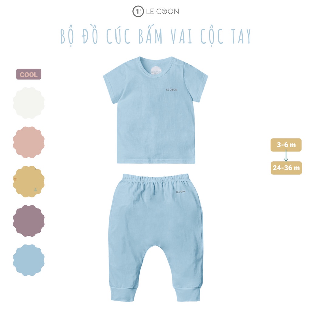 LE COON  Bộ quần áo trẻ em Lecoon cúc bấm vai cộc tay (áo cộc- quần dài) chất liệu cotton 100%