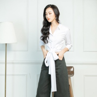 Sơ mi trắng cột nơ ELISE