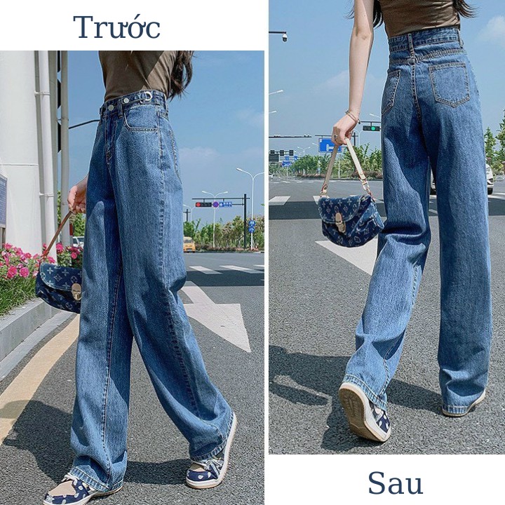Quần Jean Ống Rộng Đai Thắt Eo Cá Tính Form Ulzzang Unisex phong cách Hàn Quốc mặc lên cực tôn dáng RÔ STORE QD20 | BigBuy360 - bigbuy360.vn