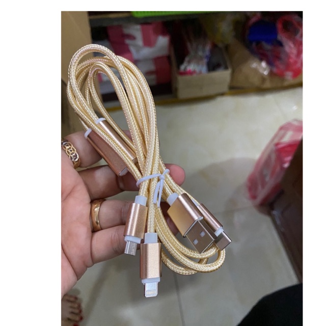 Dây Cáp Dù Sạc Điện Thoại 3 Đầu