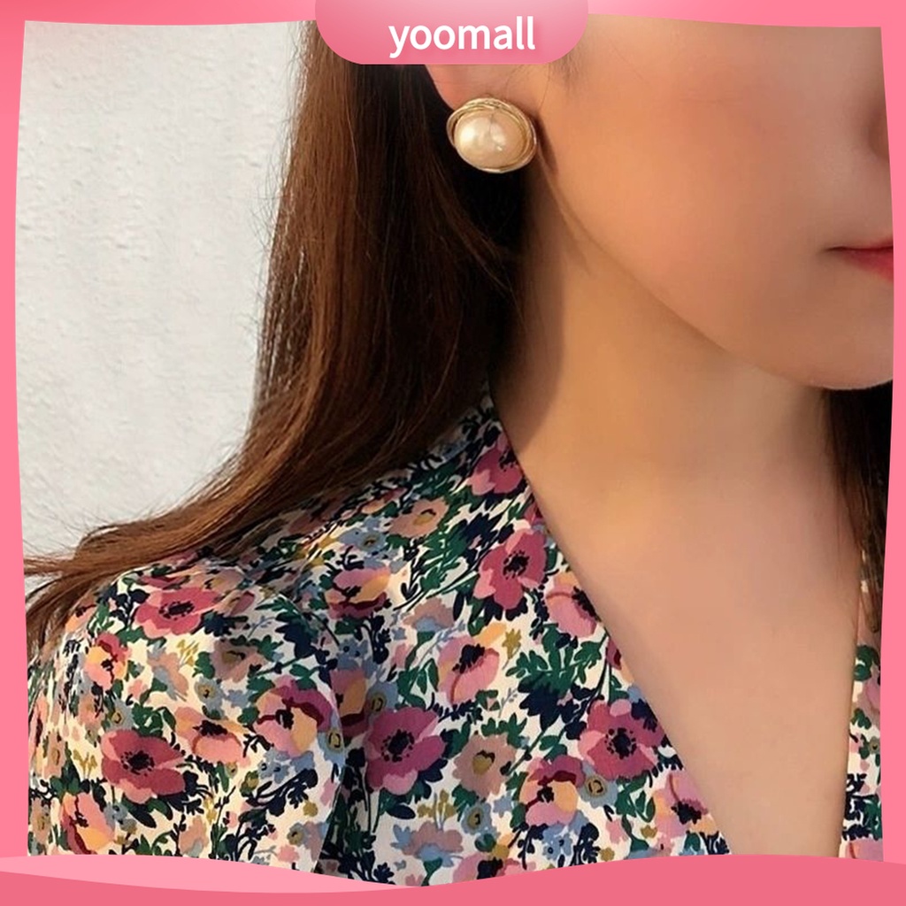 Yomall♡ 1 Đôi Bông Tai Ngọc Trai Giả Mạ Điện Phong Cách Hàn Quốc