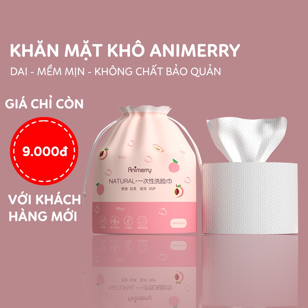 Khăn mặt khô ANIMERRY dùng 1 lần lau khô, lau ướt - Giấy lau mặt tẩy trang dùng một lần