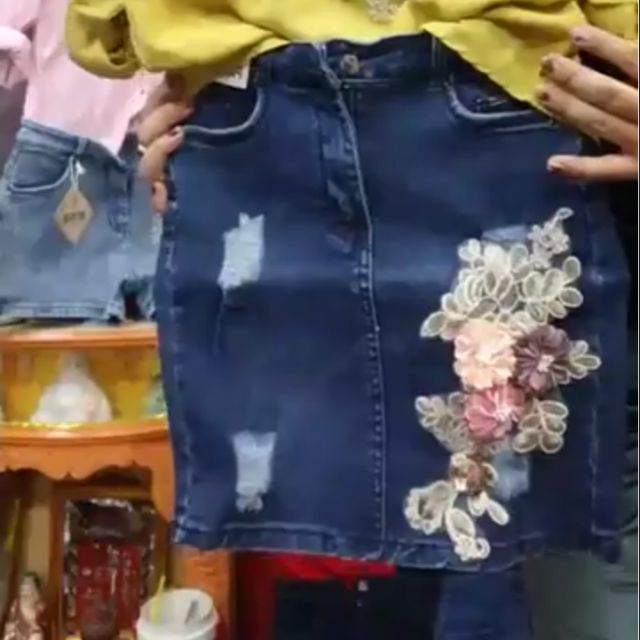 Combo 1set jean 1 vay jean hoa nổi