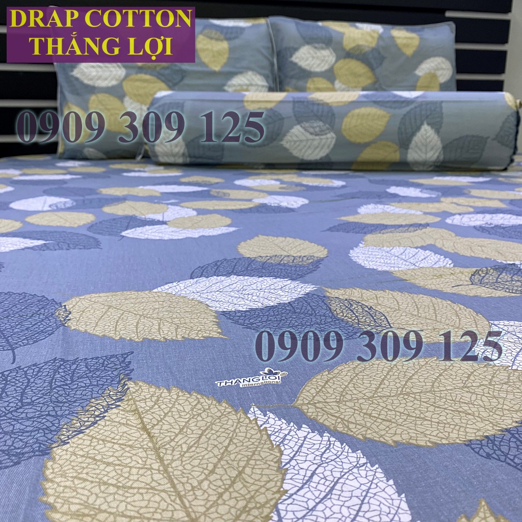 Drap Thắng Lợi, ga giường cao cấp cotton chuẩn logo mẫu Lá vàng