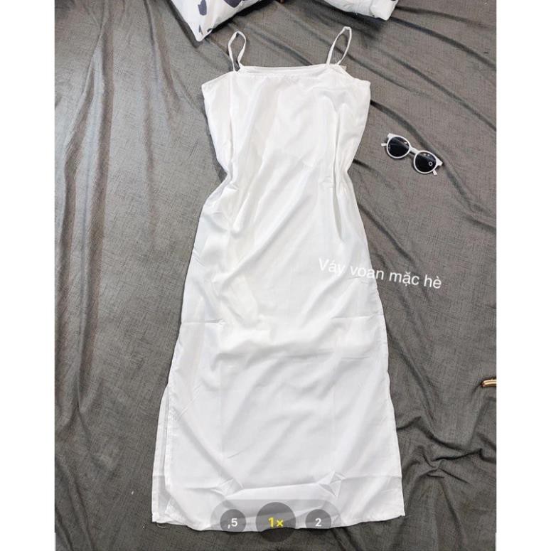 [XẢ KHO] Đầm 2 Dây Nữ Voan  🦋 Váy Trơn Chất Von  Kèm Lót Xẻ Tà Dáng Suông 2 Màu( Ảnh Thật)