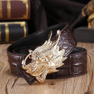 Dây Nịt Thắt Lưng Đầu Rồng Da Bò Dập Vân Cá Sấu Cao Cấp