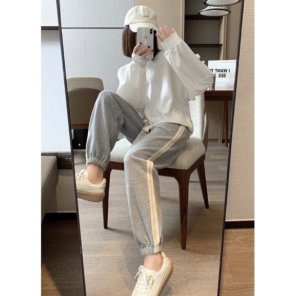 Quần jogger viền ren chất mềm đẹp- Quần jogger chất nỉ mềm siêu ấm