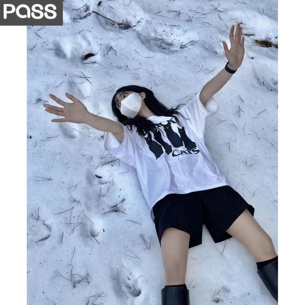 Áo Thun Nữ Tay Ngắn In Hình Mèo Phong Cách Hàn Quốc viva2022 Thời Trang Mùa Xuân