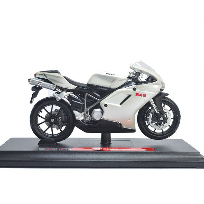 XE MÔ HÌNH 1:18 MOTO DUCATI 848 - MAISTO - TRẮNG - 8796