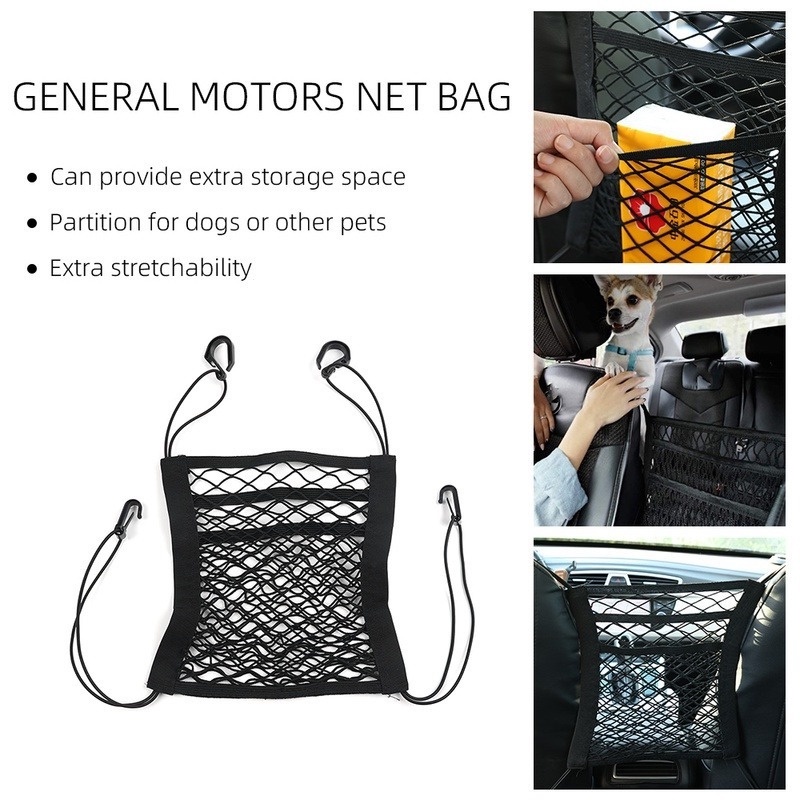 Túi Lưới Nylon Dày Dặn 3 Tầng Gắn Lưng Ghế Ngồi Xe Hơi Đựng Đồ Dùng Tiện Lợi