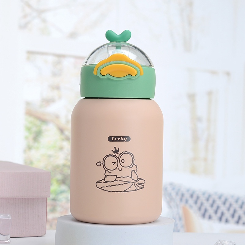 Bình đựng nước cho bé inox con vịt 420ml đựng sữa cho bé giữ nhiệt lâu dễ dàng mang đi,để trong balo túi sách,