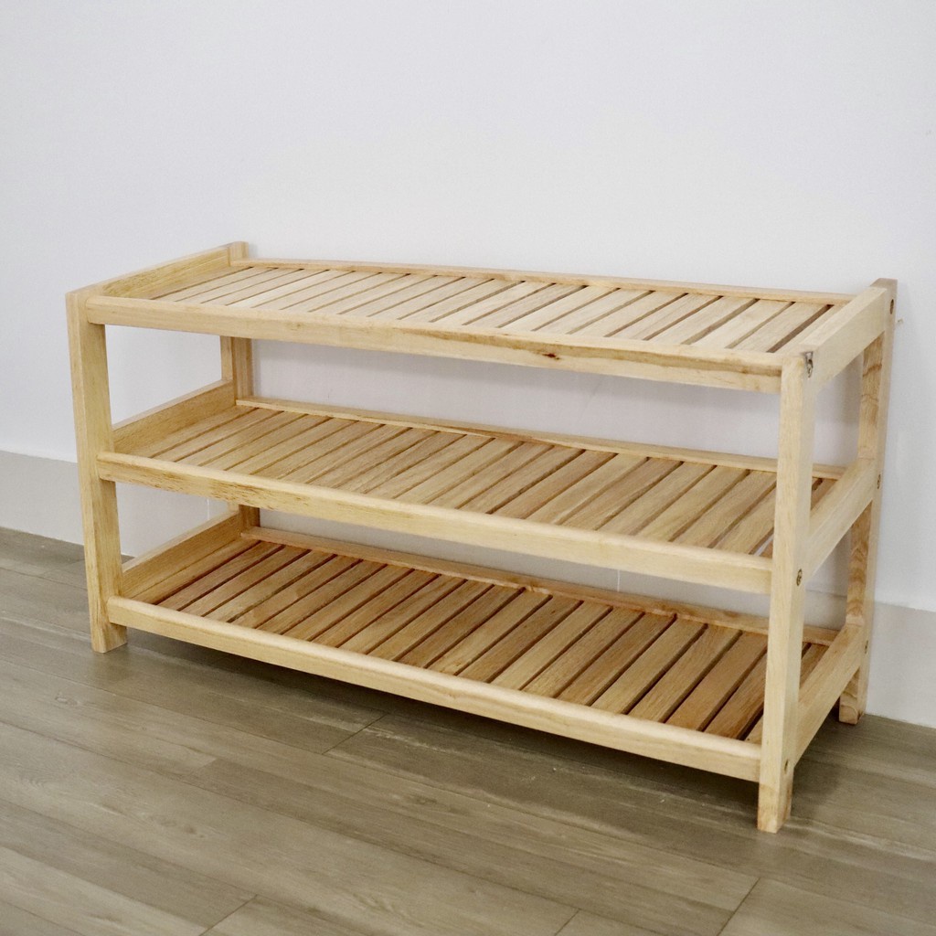 Kệ Giày Dép Gỗ Cao Su 3 Tầng Đầy Đủ Kích Thước Siêu Bền Sea Decor