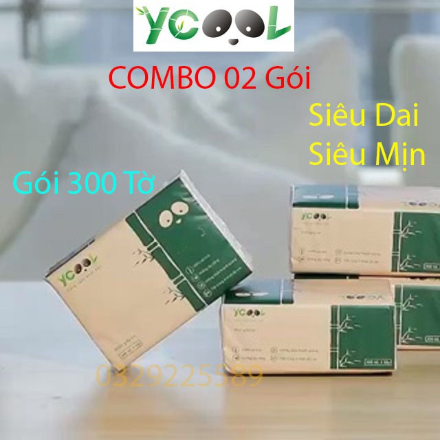 [COMBO]02 Gói Giấy Rút Tre YCOOL Khăn Giấy Ăn Gấu Trúc 1 Gói 300 Tờ