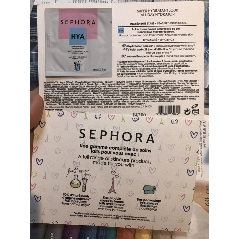 Sample 1ML Set 2 gói Kem dưỡng ẩm hàng ngày Sephora HYA