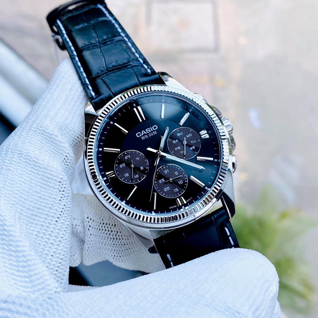 ĐỒNG HỒ NAM DÂY DA CASIO MTP 1375L-1AV CAROT WATCH