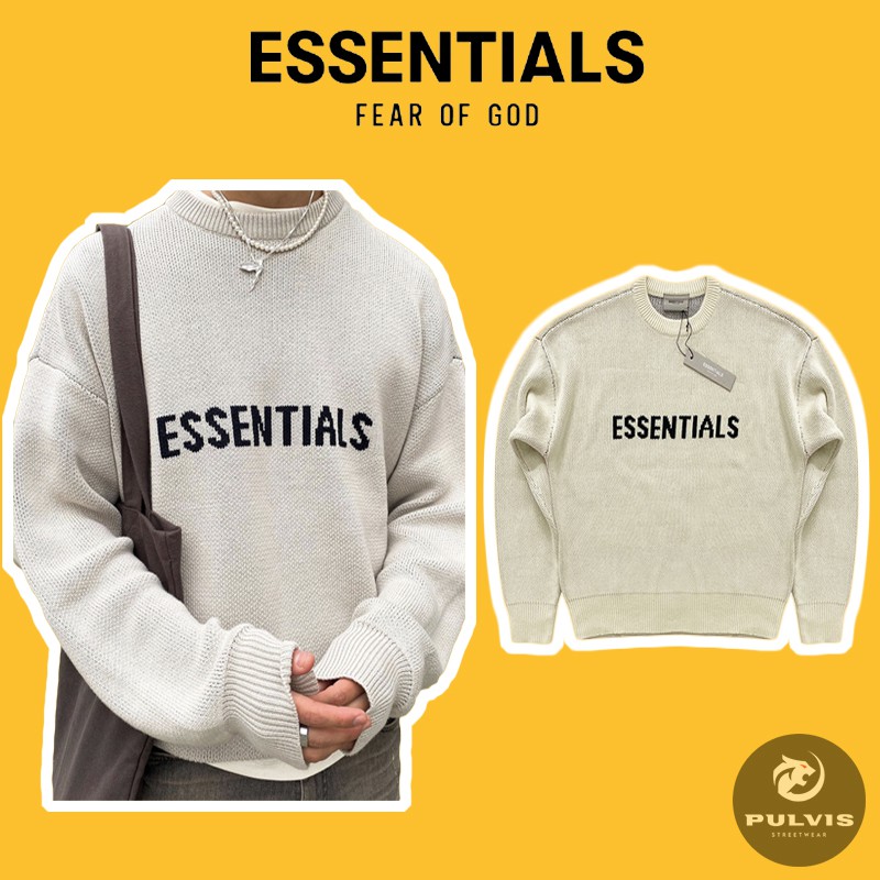 ⚡️[BEST QUALITY] - Áo len Fear of God Essentials x SSENSE Knit Sweater Buttercream, Áo len FOG ESSENTIALS