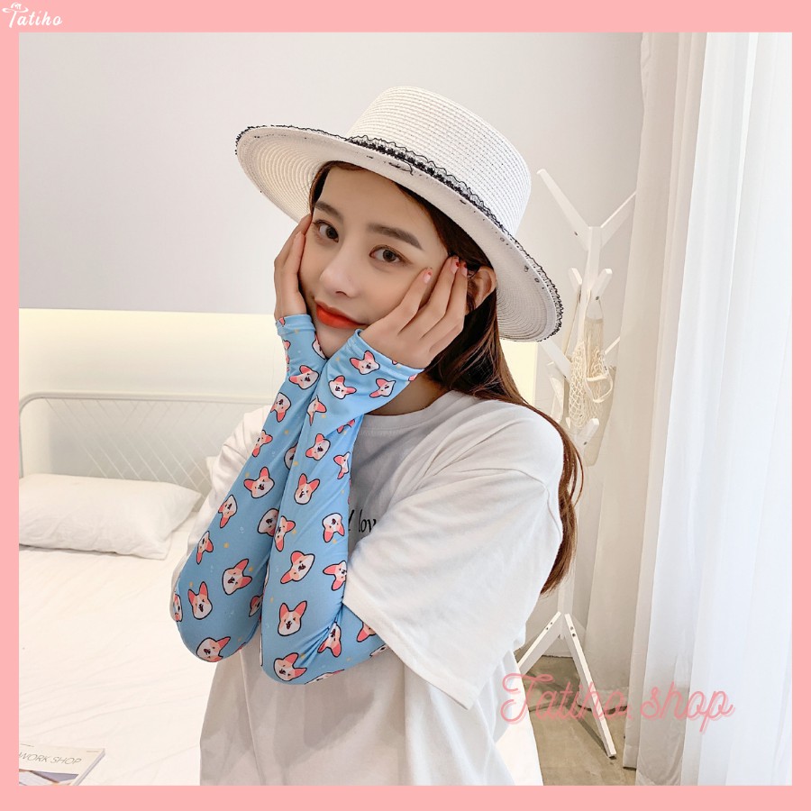 [Hàng Xịn, Giá Tốt] Găng Tay Xỏ Ngón Chống Nắng Tia UV Thoáng Khí Họa Tiết Dễ Thương Nhiều Màu - Mã OT001