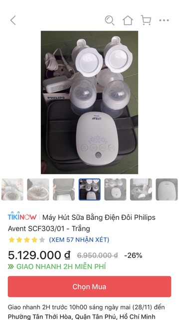 Máy Hút Sữa Bằng Điện Đôi Philips Avent SCF303/01