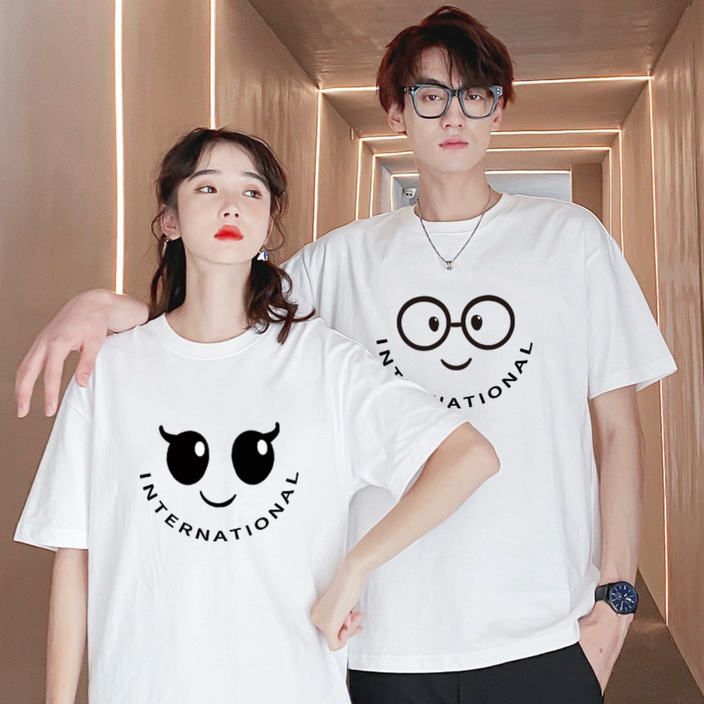 Áo đôi  tay lỡ Nam Nữ Unisex , áo thun cặp cotton mặc mát co giãn thoải mái AM14