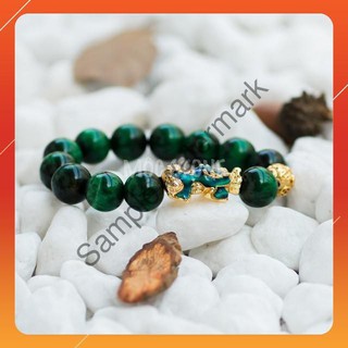 [Free Ship] [Phong Thủy] Vòng tay phong thủy tỳ hưu đổi màu đá mắt hổ xanh lá mix