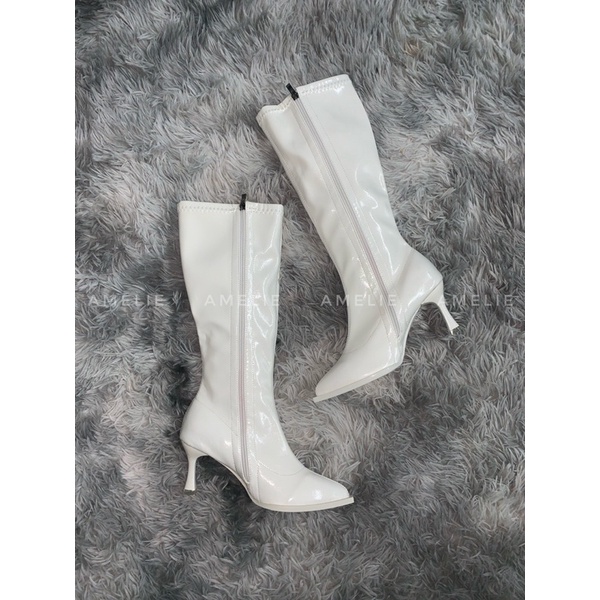 Boots da bóng mũi nhọn đế đúp gót nhọn