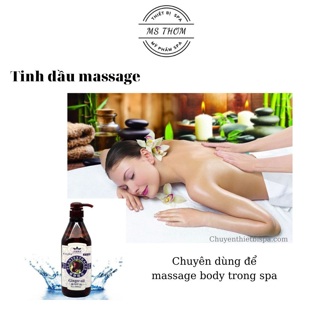 Tinh Dầu Massage Body Tự Nhiên 800ML chuyên dùng trong Spa/Thẩm Mỹ Viện (Chai nâu cao cấp)