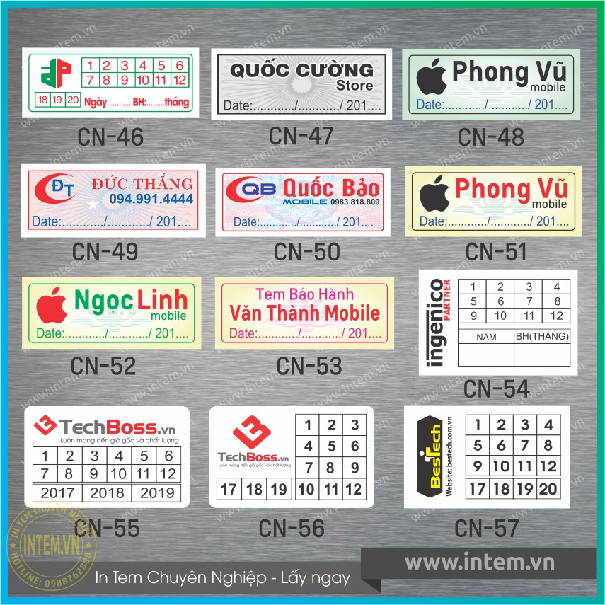 1000 TEM VỠ BẢO HÀNH ĐIỆN THOẠI CHỮ NHẬT 0.8x1,5cm
