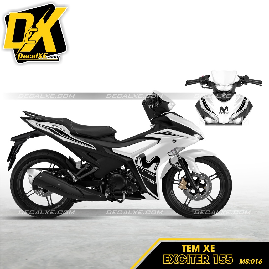 Tem Dán Xe Exciter 155 mẫu Movistar |Chất Liệu Decal Cao Cấp Chống Nước, Bền Màu, Cắt Khuôn Sẵn Dễ Dán | ex155-016