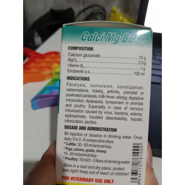 Ca mg b6 canxi bai liệt, táo bon, thú chửa, giun chân chó mèo gà chim lợn chướng bụng đây hơi, trâu bò dê, co giất