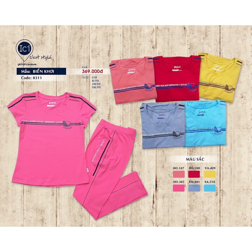 Bộ mặc nhà Gia Hồi Quần dài size 3XL